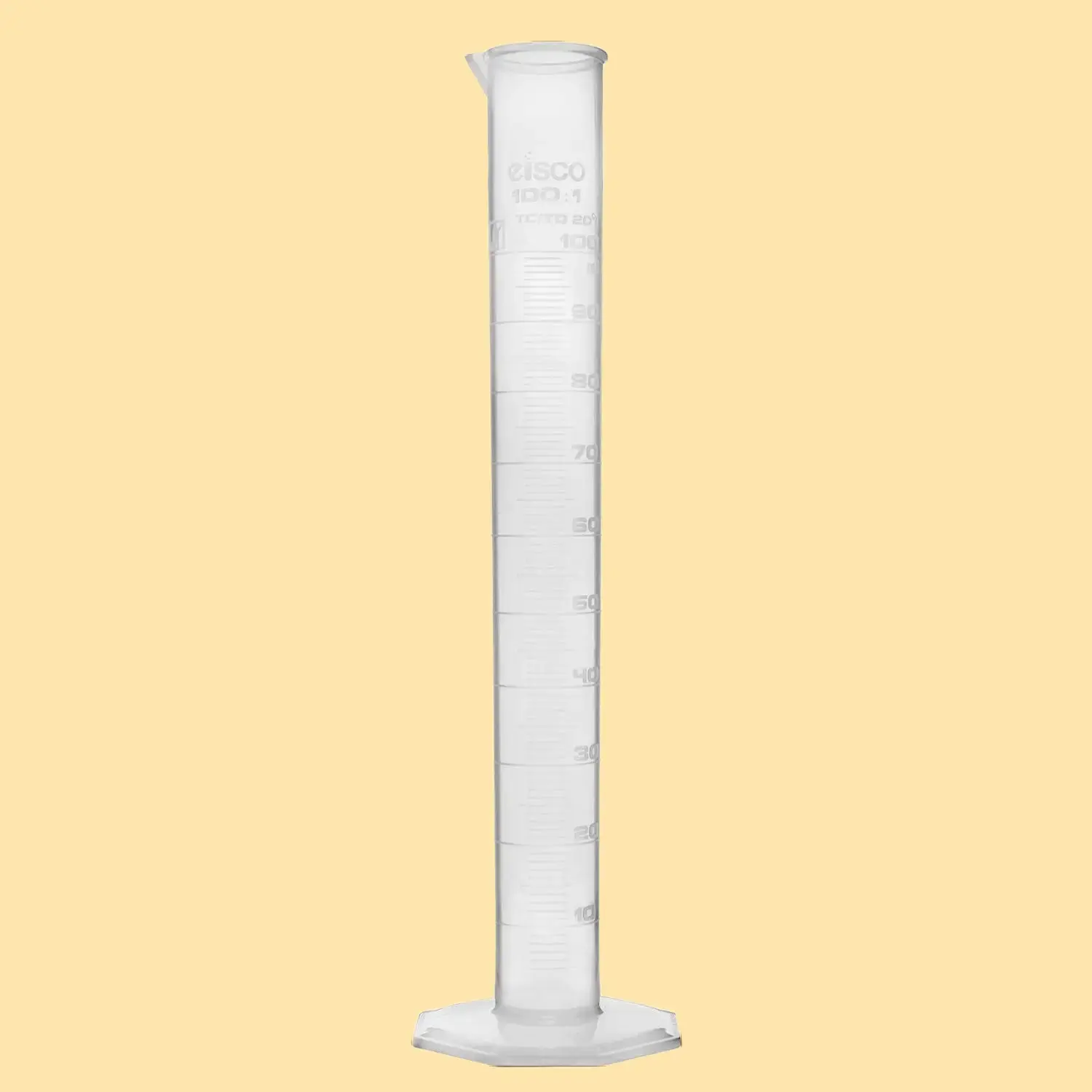 Plastic Graduated Cylinder, 100ml - Scientific Measuring Cylinder with Extra Stable Base - Polypropylene Plastic - Laboratory Quality, Autoclavable
