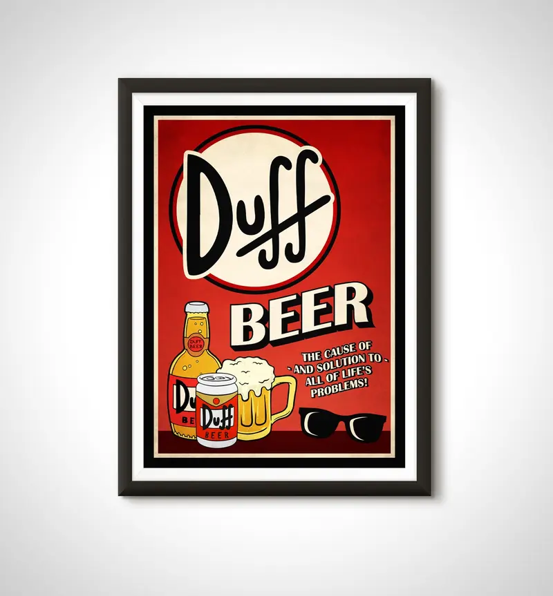 The Simpsons TV Movie Poster Duff Beer Ad Print - Home Decor Retro Ad Wall Art Gift