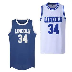 Men's Letter & Number Loose Casual Breathable Basketball Vest, Jesus Shuttlesworth Shirts 34 Lincoln High School Basketball Jersey