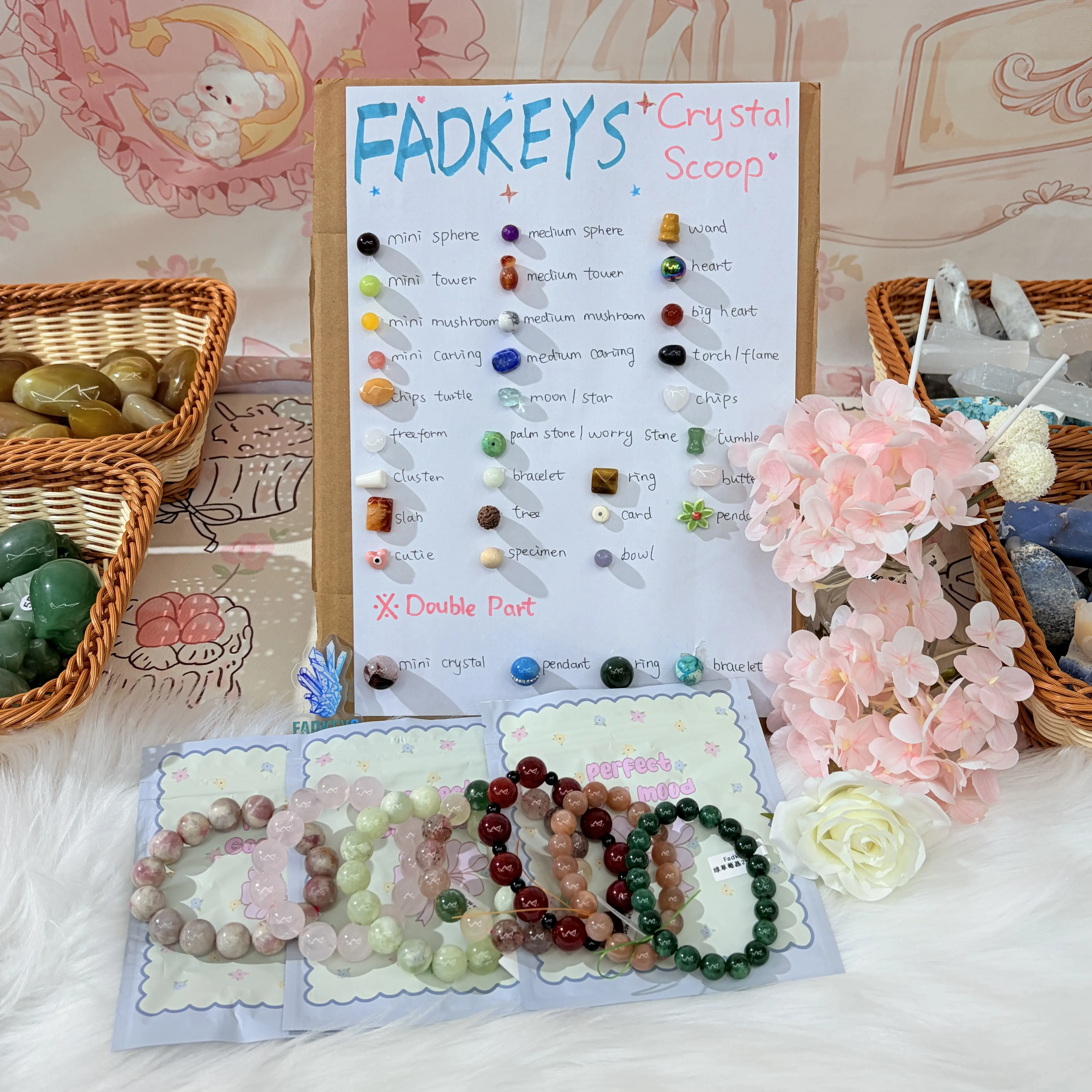 Fadkeys various stunning crystal bag with rare crystals surprise, Perfect for gift & collectors
