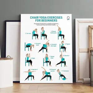 Wooden Framed Canvas Yoga Poster, Yoga Exercises for Beginners, Full Body Movement Practice, Modern Art, Fashion Living Room Bedroom Decoration, Ornaments