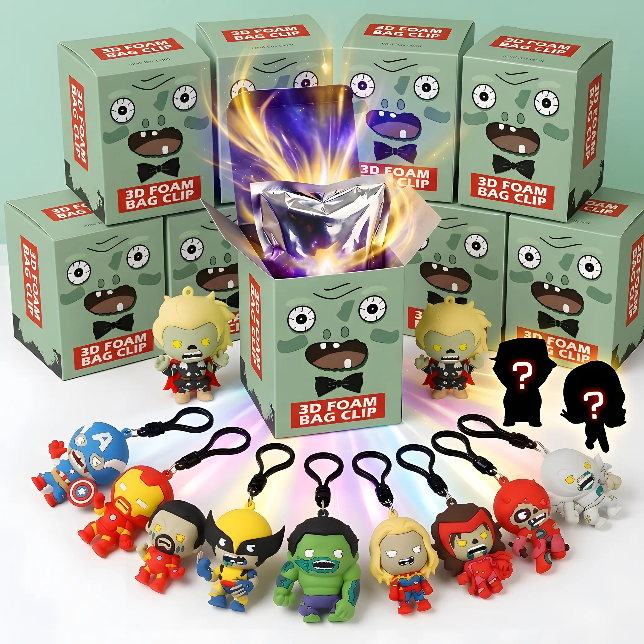 Marvel Zombies Series 2 Mystery Blind Box 3D Vinyl Keychain by Monogram, Collectible Bag Charm Gift for Marvel Fans
