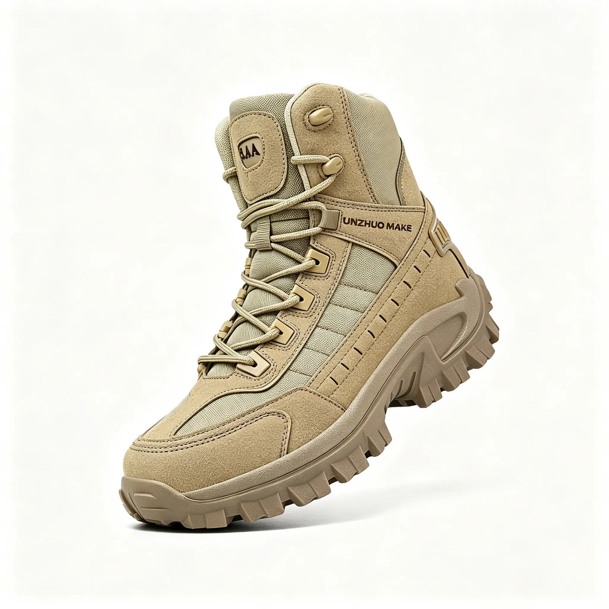 Unisex Tactical High-Top Hiking Boots, Waterproof Suede and Canvas Ankle Boots with Breathable Liner and All-Terrain Rubber TPR Sole, Fabric, Cushion, Laces, All Weather Grip, Outdoor Hikes, Water Resistant, Aaa Badge, Camping, All Seasons, Hiking / Light