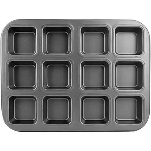 Brownie Pan with Dividers, 1 Set 12 Cavity  Edges Square Cupcake Brownie Pans Mini Cake Non Stick Baking Carbon Steel Bread Mold Small Edge 3x4 Individual  Sheet Tray for Cookie Oven