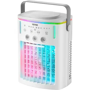 VEVOR Portable Air Conditioner, 4-in-1 Evaporative Air Cooler with Remote Control, 3-Speed Mini Air Conditioner with Timer, 3 Mist Levels, 1L Water Tank, 120 Oscillating Mini AC Fan for Desktop HomeVEVOR Super Brand Day