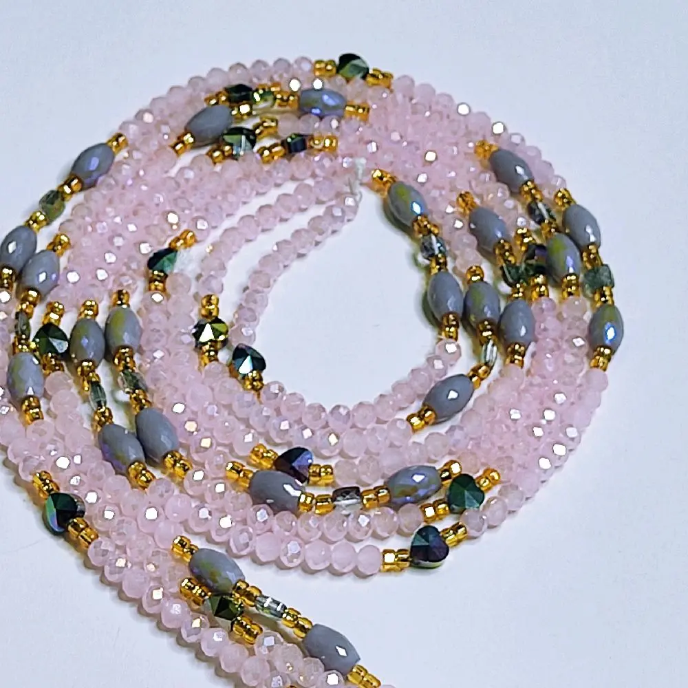 Pink Clair Luxury Waistbeads for Women - Tie-on Adormnent Belly Chain for Daily Use waist beads
