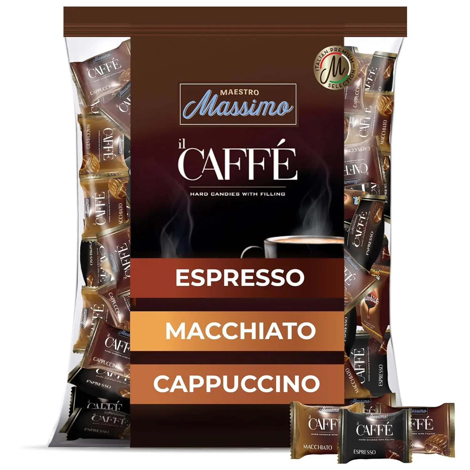 Creamy Shell Coffee Candies Assortment - 2.2 lb Bulk Candy Snacking, Macchiato, Espresso, Cappuccino Sweet Italian Snack