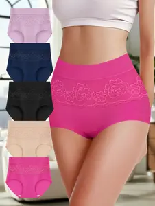 5/10 Pack High Waisted Women Underwear  Tummy Control full Coverage Seamless Panties, soft Breathable daily Briefs Shapewear, No show milk silk ropa interior S-XXL Fabric Womenswear Day Stretchy Basic Compression Minimalist