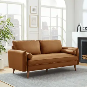 Revive Upholstered Vegan Leather Sofa in Tan