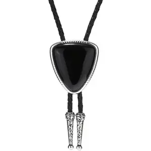 Turquoise Bolo Tie for Men, Leather Braided Necktie Western Cowboy Bola Tie Costume Accessories for Men Women