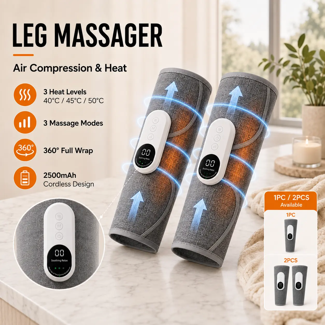 AERLANG  Leg Massager for Circulation and Pain Relief, Calf Air Compression | Leg Massager with Heat, with 3 Intensities, 3 Modes, Easy to use, Muscle Relaxation, Birthday Gifts for Parents,back to school,back to school haul