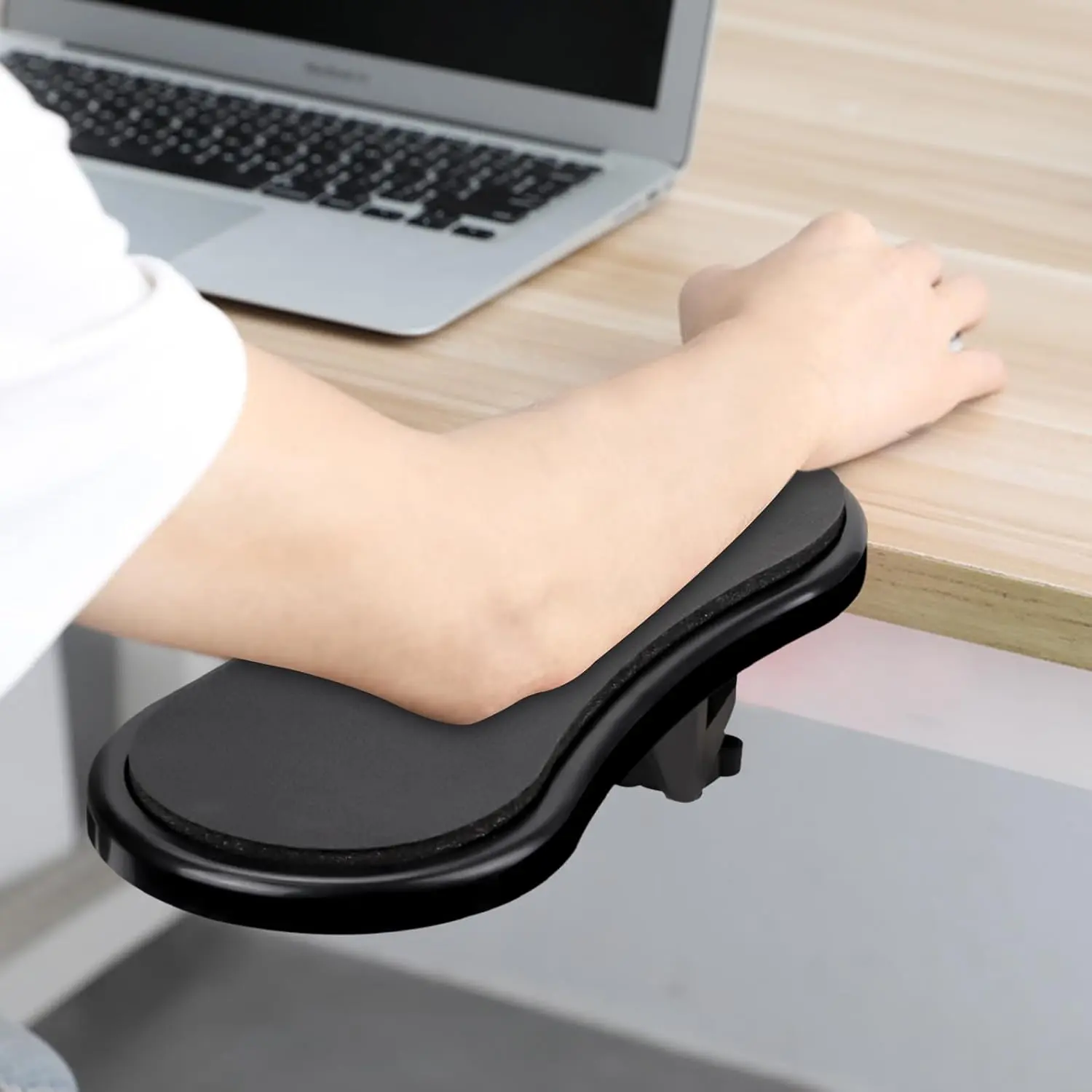 Computer Arm Rest for Desk,  Ergonomic Arm Rest Extender, Adjustable Wrist Rest Rotating Computer Arm Support Pad for Elbow Keyboard Mouse Table Office Chair Desk Black