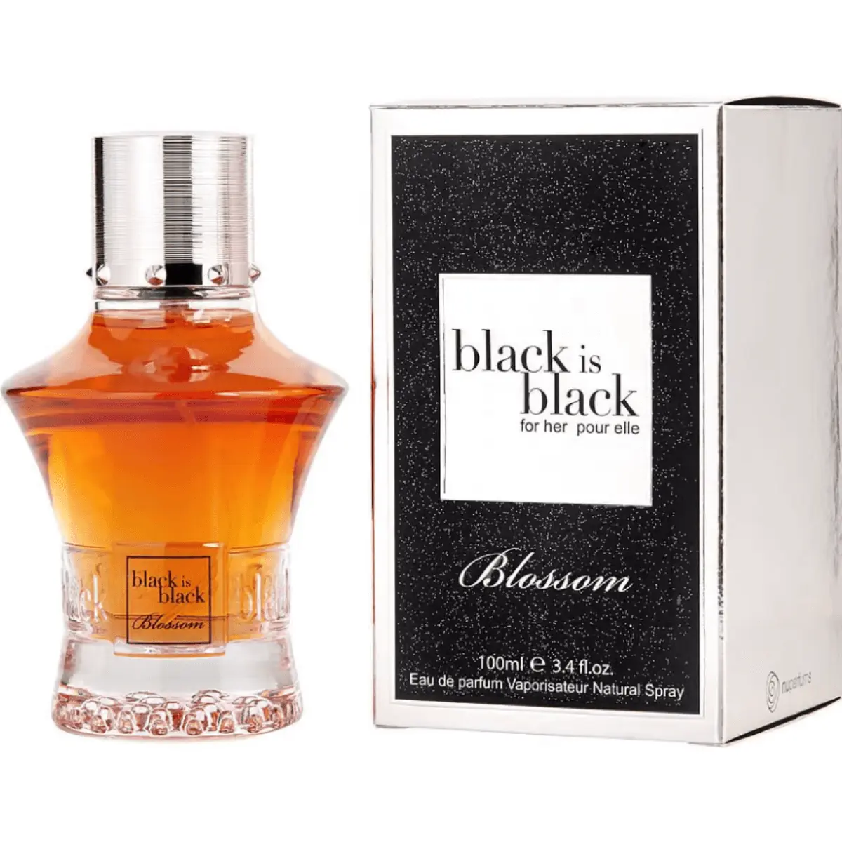 Nuparfums Group Black Is Black Blossom Women's EDP Perfume - Elegant, Chic, Noir, Coffee-Flavored, Full-Size Coffee-Floral Scent with Vanilla Base, 3.3/3.4 oz, New In Box, Elegant Women's Fragrance, Coffee-Flavored Women's Fragrance