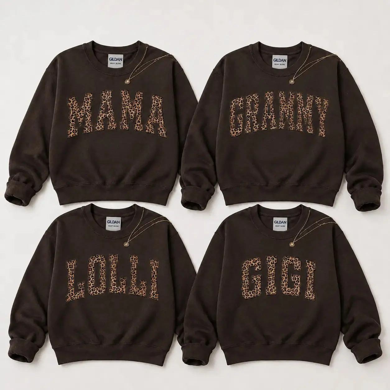 Custom Mama Grandma Lolli Gigi Sweatshirt, Personalized Leopard Print Family Name Crewneck, Custom Nana Mimi Auntie Pullover, Mother's Day Gift for Mom Grandma- Lily Comfort Studio