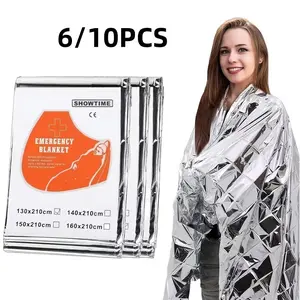 New 2026 Extra- Emergency Survival Blanket, Large Size, Insulated Lightweight Aluminum Foil, 6/10pcs, Camping Hiking Evacuation Home Use, Survival Gear
