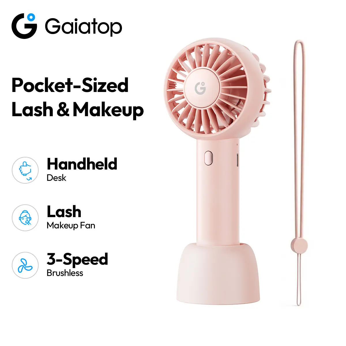 [Small But Powerful] GAIATOP Mini Portable Fan, 3-Speed Handheld & Desktop Fan, Lash Makeup Fan, Beauty & Personal Care Gift tiktokshopbacktoschool