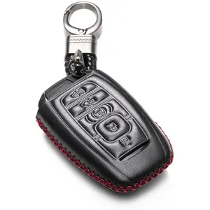 Vitodeco Genuine Leather Smart Key Fob Case Cover Compatible with Lincoln Continental, MKC, MKZ, MKX (2017 - 2022), Navigator (2018 - 2022), Nautilus (2020 - 2022) - 5 Buttons