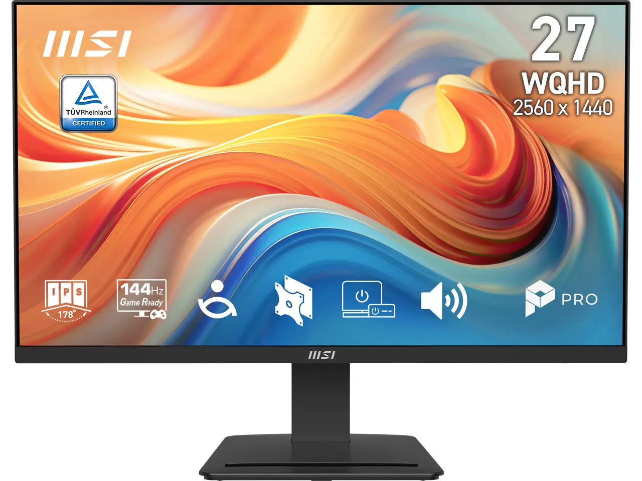 MSI 27 inch QHD 2K 1440P 144Hz IPS 1ms Computer Monitor with Built-in Speakers for both Work & Gaming PRO MP273Q E14