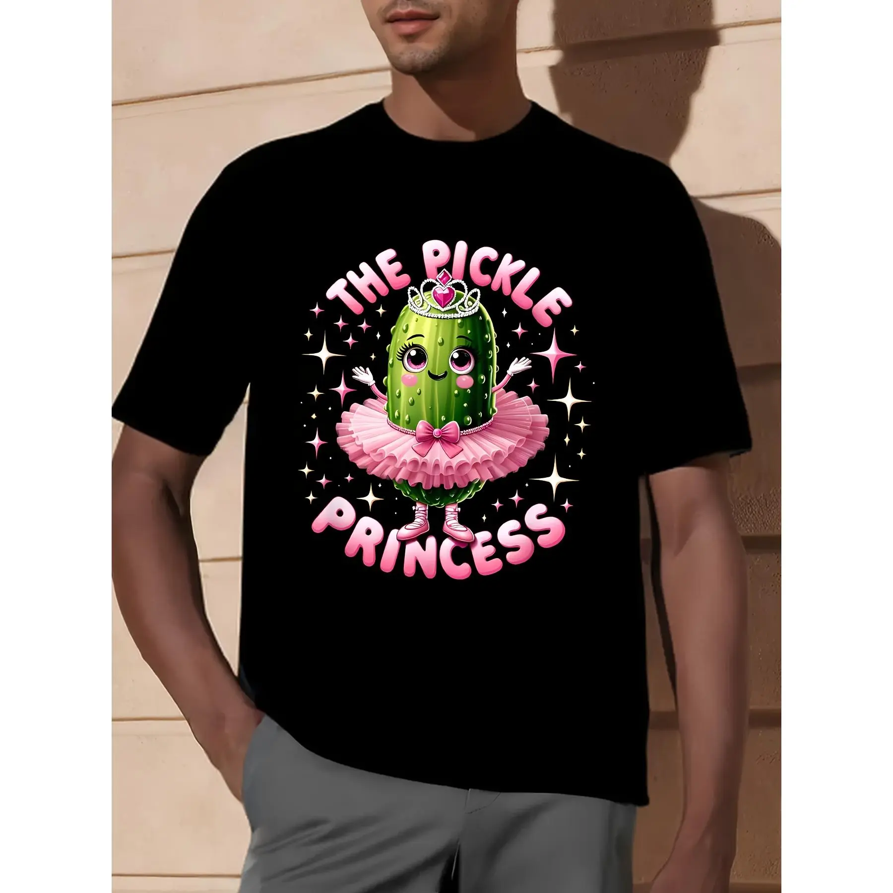 Women's Pickle Princess Ballet Graphic Shortleeve T-Shirt - Classic Knit Fabric, Soft Breathable Streetwear, Funny Novelty Design, Gag Gift for Dancers, All-Season Casual Wear, Shortsleeve, Round Neck, Top, Tshirt