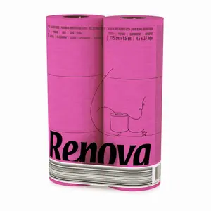 Renova Pink Toilet Paper 3-Ply -Ideal for Decorating Your Home or Office - Pack of 6 Compact Rolls- 140 Sheets - Eco-label Certified - Dermatologically Tested - Septic Safe - Sustainable & Soft