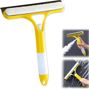 3 in 1 Window Cleaning Scraper, Squeegee and Scrubber with Spray, Multifunctional Household Cleaning Tool, Car Windshield Cleaner,Lightweight Silicone Microfiber Wipe, Mirror Cleaner