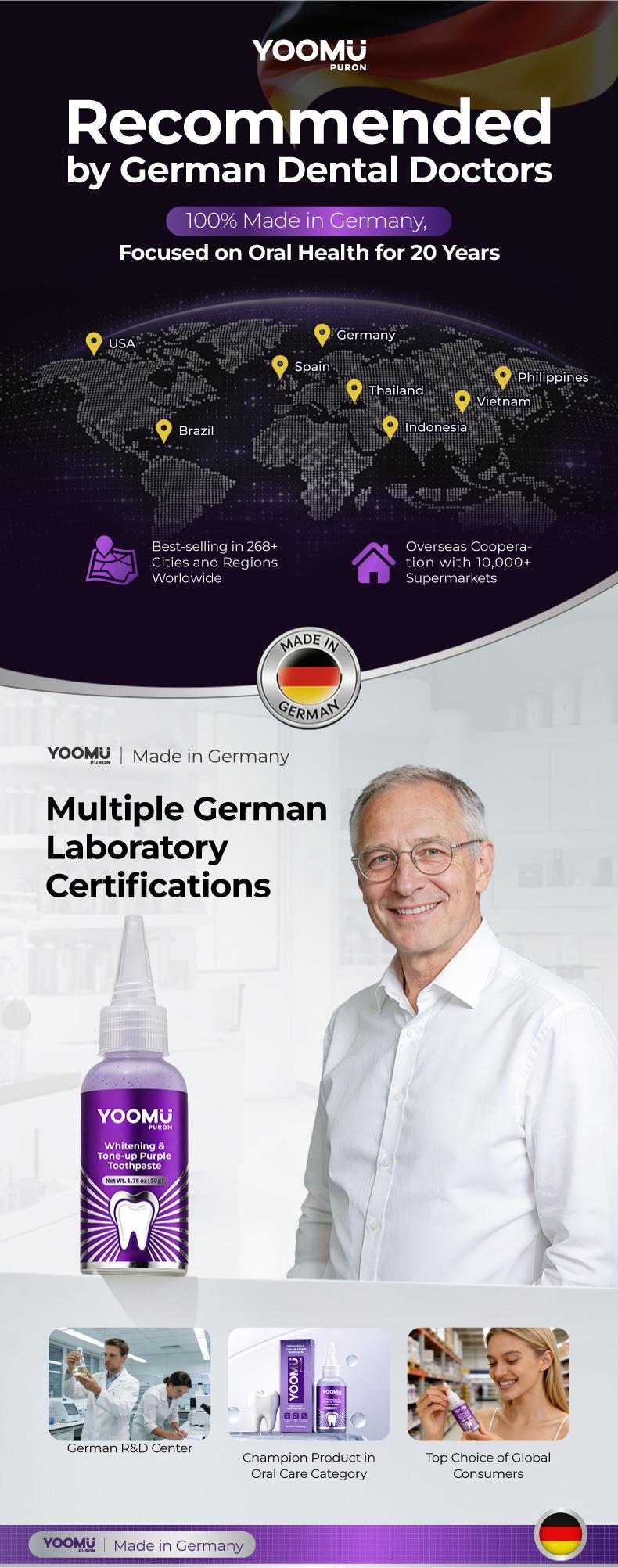 YOOMU 1 Light-Activated Purple Whitening Toothpaste Purple Diamond Brightening, Fresh & Comfortable