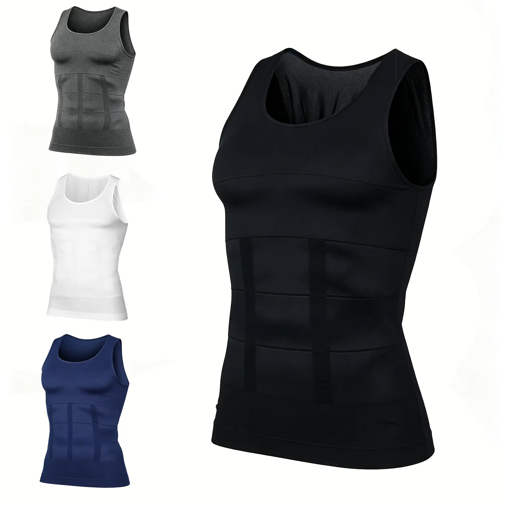 Men's Seamless Compression Shirt, Slimming Body Shaper Vest for Abdomen Control, All-Season Lightweight Gymwear for Workouts - 1/2/4 Pack, Workout Vests, Gymapparel