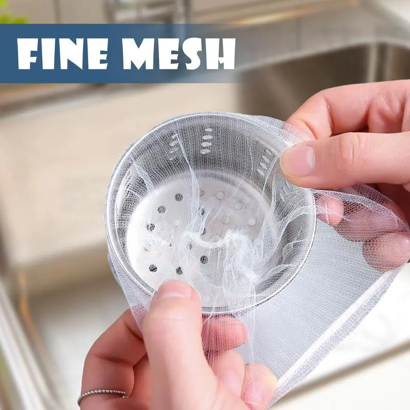 100-Count Kitchen Sink Strainer Mesh Bag, Disposable Fine Mesh Sink Filters,Universal Fit for All Sinks & Drains, Efficient Drain Filter for Kitchen Utensils Tools – Get 1 Gift per 2 Items Purchased Drainboard Dish Drainers