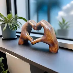 1 Heart-Shaped Handmade Resin Sculpture - Elegant Intertwined Heart Art, Durable ABS Desktop Decor for Home and Office, Perfect Mother's Day or Christmas Gift, Home Decoration | Heart-Shaped Decor | Wood-Like Finish, Resin Figurine Statue