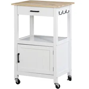 ZENSTYLE Rolling Kitchen Island Cart on Swivel Wheels Kitchen Storage Cabinet w/ 3 Hooks