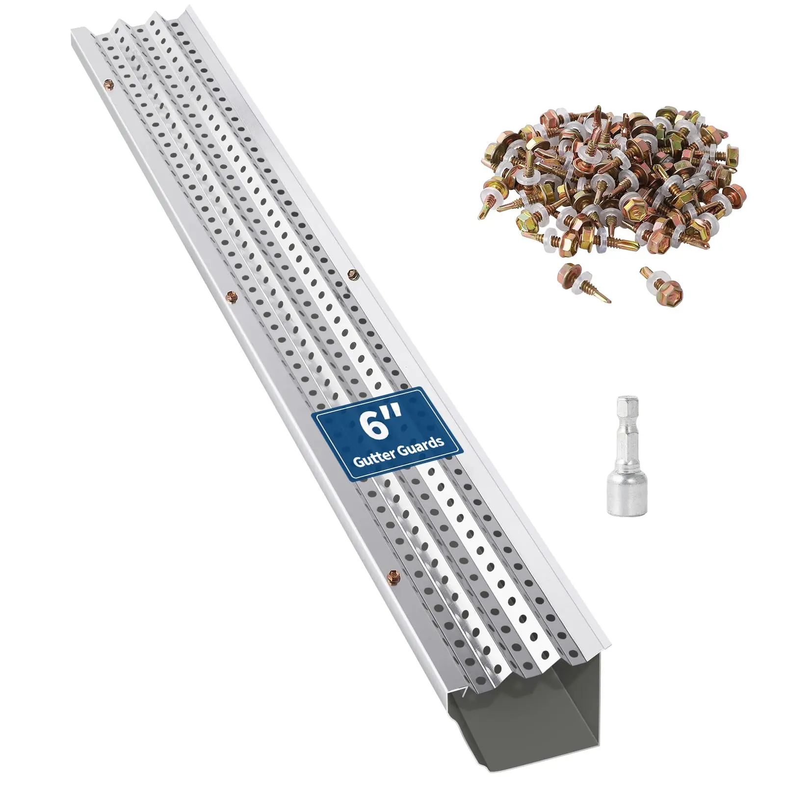 Heavy Duty Aluminum Gutter Guard Bracket – 5 Inch, 100FT (34 Pack), Rust-Resistant, 0.275" Mesh, All-Purpose Fit for Roofs & Gutters, Easy DIY Install – Industrial Use, Specs: 5inc
