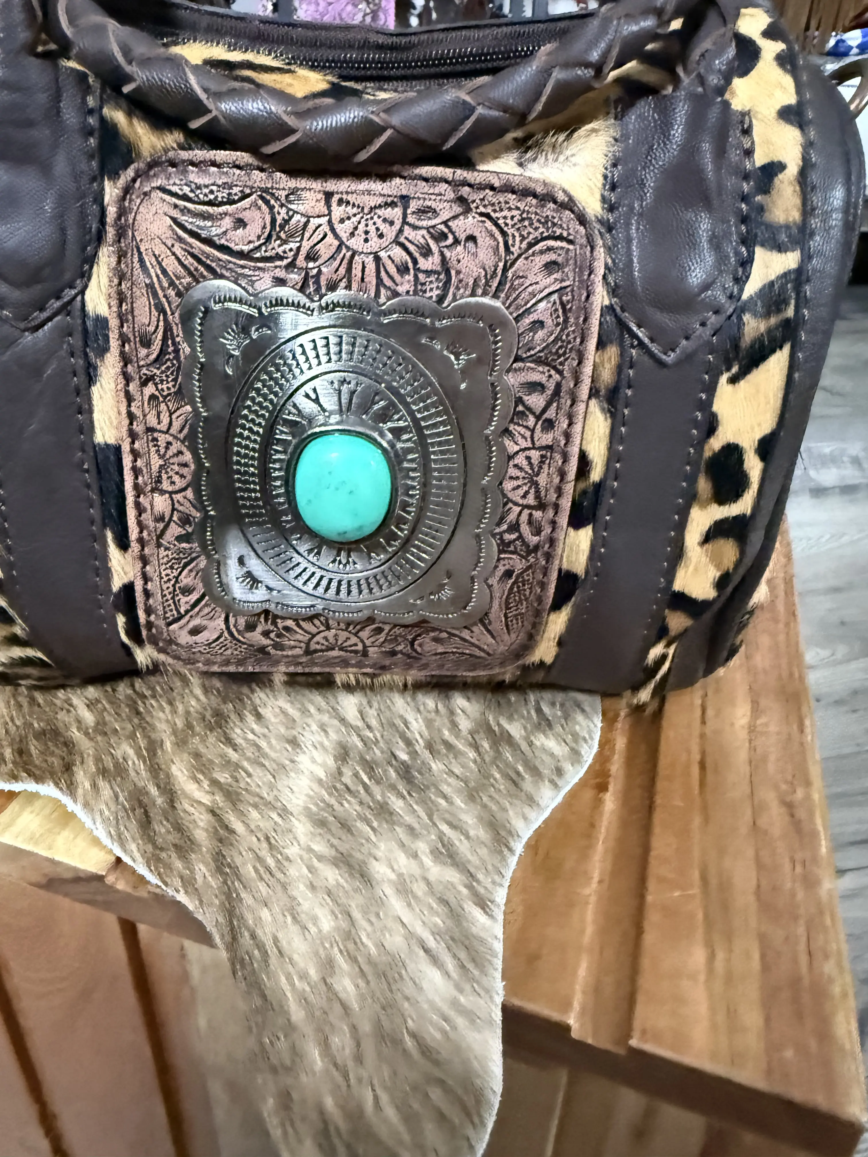 Leopard  speedy handbag with concho