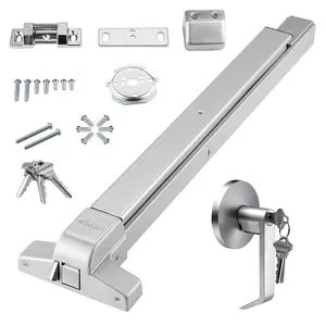 VEVOR Push Bar Door Locks, Summervibes,Summervibes, Carbon Steel Panic Bars for Exit Doors, with Exterior Lever and 3 Keys, Push Bar Panic Exit Device Door Hardware for Metal Wood Door, for Left and Right Handed Doors