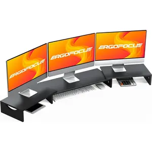 Triple Monitor Stand Riser Extra Long for 1~2~3 Monitors Length and Angle Adjustable 3 Shelf Monitor Stand for Desk