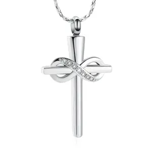 Infinity Cross Cremation Urn Pendant Necklace