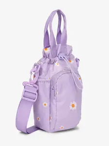 Artistic Abstract Macaron Color Block Crossbody Water Bottle Bag, Lightweight Nylon Multifunctional Handbag for Daily Use