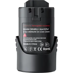 Upgrade 2.0Ah Replace  for Bosch 12V Replacement  Compatible with Bosch 10.8V-12V Power Tool and Chargers Lithium-  Max, 2000mAh