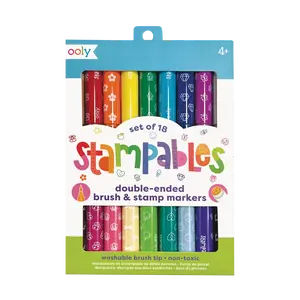 Stampables Double-Ended Stamp & Brush Markers - Set of 18