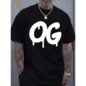 Men's Plus Size Retro OG Logo Pattern T-Shirt Lightweight Short Sleeve Round Neck Breathable Casual Shirt for Fitness Travel Daily Wear Black White Retro Print Ideal Gift for Christmas Black Friday