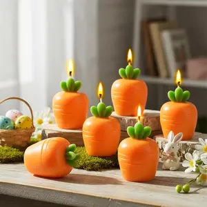 6 Pcs Easter Carrot Decor Candle for Spring Table Decoration Easter Tealight Scented Vegetable Soy Candle Easters Decoration for Home Basket Stuffer Spring Party Carrot Birthday Gift Table Centerpiece