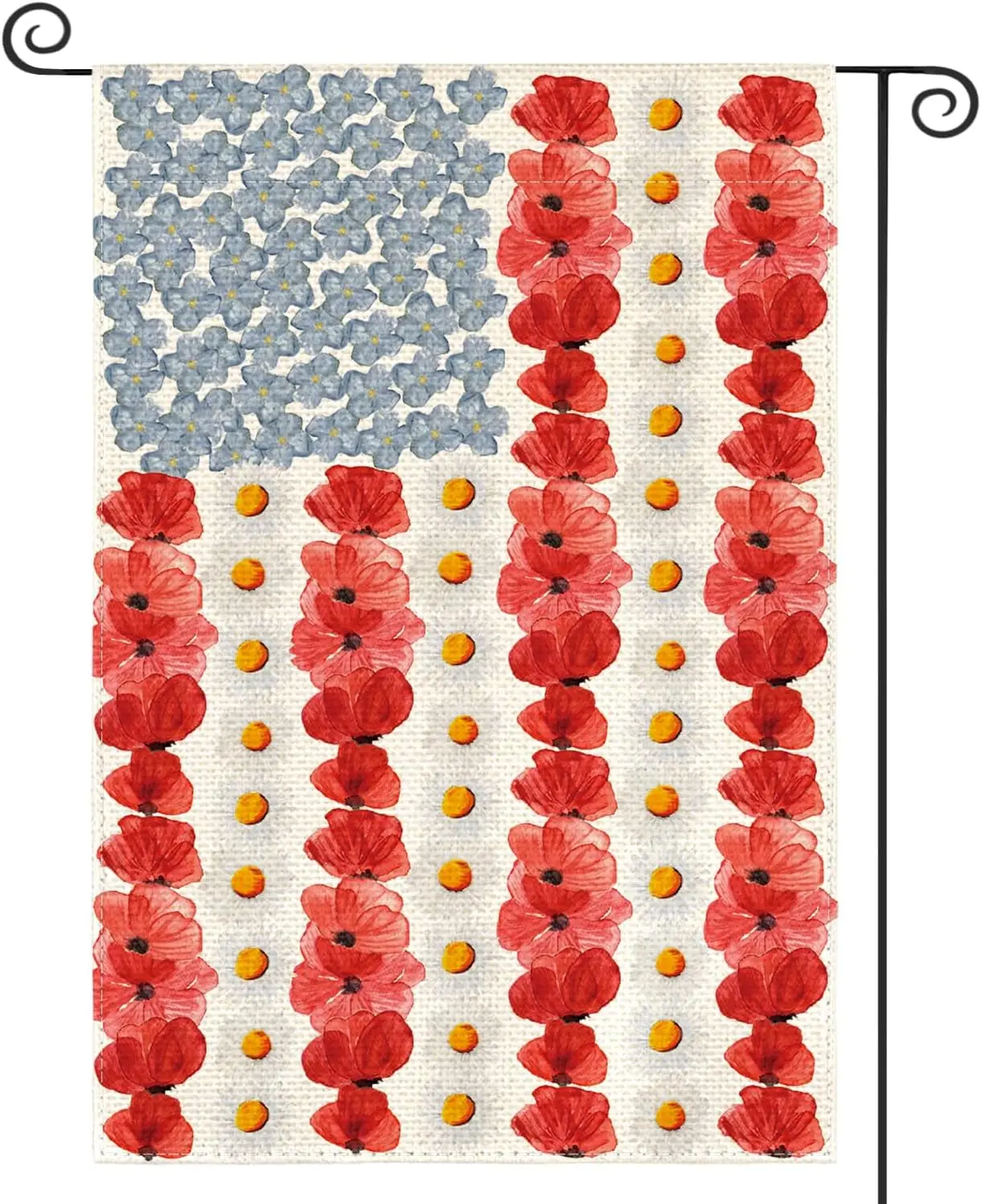 Colorlife Myosotis Poppy Memorial Day Garden Flag 12x18 Inch Double Sided Outside, Patriotic American Flag Yard Outdoor Decoration