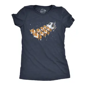 Womens Corgi Sleigh T Shirt Funny Christmas Santa Claus Dog Tee Funny Womens T Shirts Cute Vintage Fashion Casual Ladies T-Shirt Gift Christmas Tops for Women Funny Dog Top Women's Novelty Tees Navy