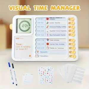 Visual Timer with DIY To-Do Planner Board, Desktop Visual Timetable Time Manager with 99 Minutes Counting Function Suitable for classroom and home use, help improve self-regulation ability