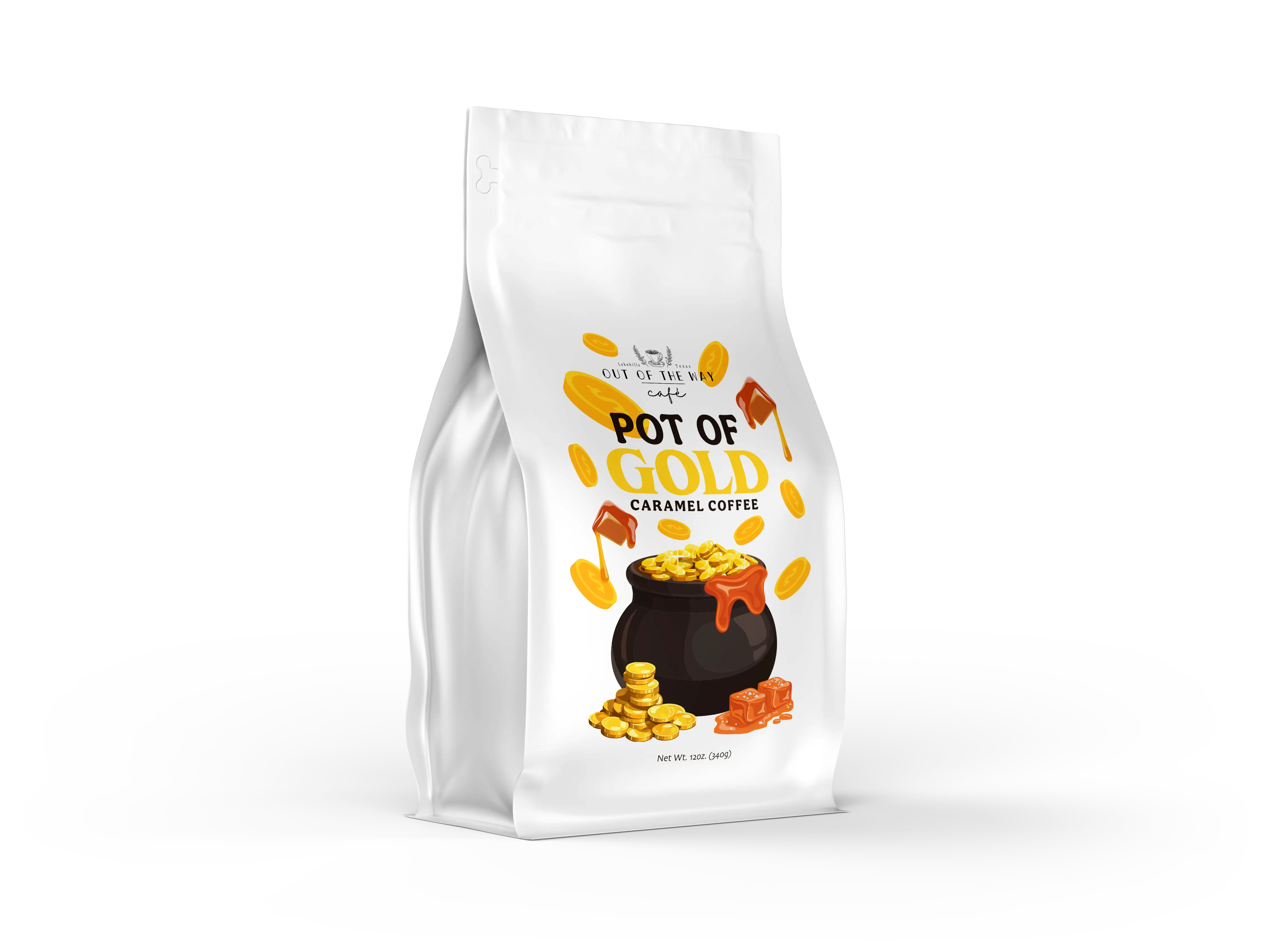 12oz. Bag - Out of The Way - Pot of Gold Blend - Caramel Coffee - Medium Roast