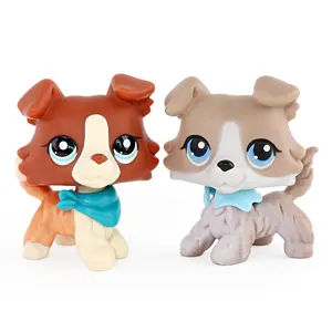 Collie Dog Action Figures Set, Cute Puppy Collectible Toys with Bandana Accessories, Small Animal Figurines for Kids Pretend Play, Ideal Birthday Gift for Boys & Girls Ages 4+