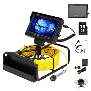 GARVEE Sewer Inspection Camera, Drain Camera 100FT with 9" LCD Screen, Waterproof IP68 Borescope w/ 12 Adjustable LED Lights, Audio Recorder 23Mm with 4500MAh Battery, 1080P, Included 16GB Card