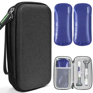 Portable Insulated Cooler Travel Case Fits 2 Zepbound or Mounjaro Injector Pens, Tirzepatide Travel Case TSA Approved with 2PCS Reusable Ice Packs, EVA Medicine Organizer for Daily Use