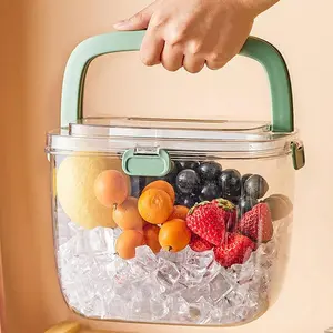 Ice Bucket with Lid & Ice Clip, 1 Box Portable Large Capacity Ice Bucket, Ice Storage Box for Home Kitchen Party, Bar Utensils