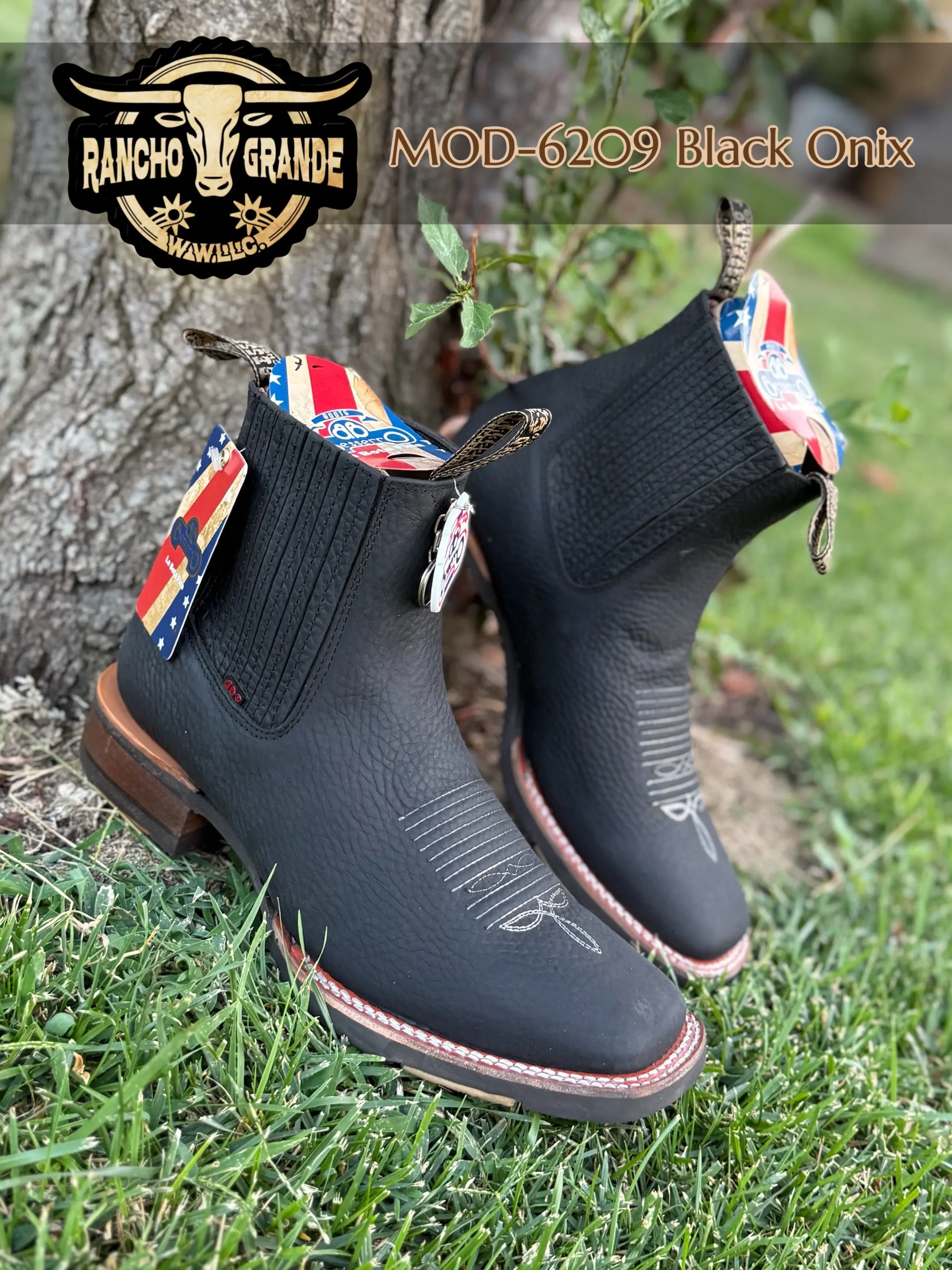 Botin Black Onix Leather  Square Toe Chelsea Boots Ankle MOD-6209