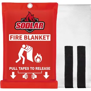 Fire Blanket Emergency for Home Kitchen - 40"x40" Fireproof Safety Protection Fiberglass Flame Retardant Blankets Survival Essential Kit for House Car Camping Outdoor Fireplace Grill BBQ - 1 Pack